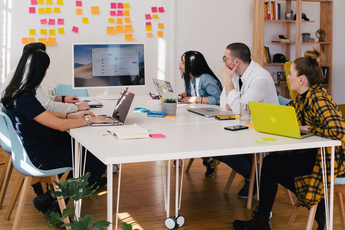 People sitting working at a table