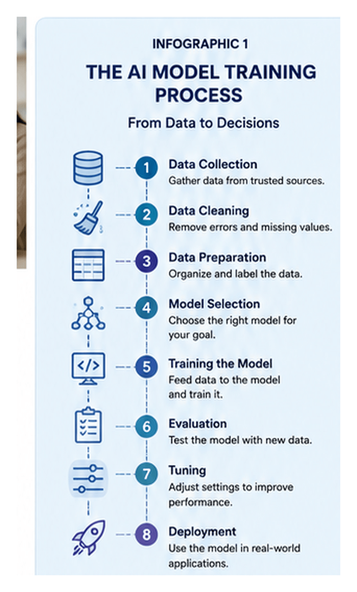 AI model training process infographic