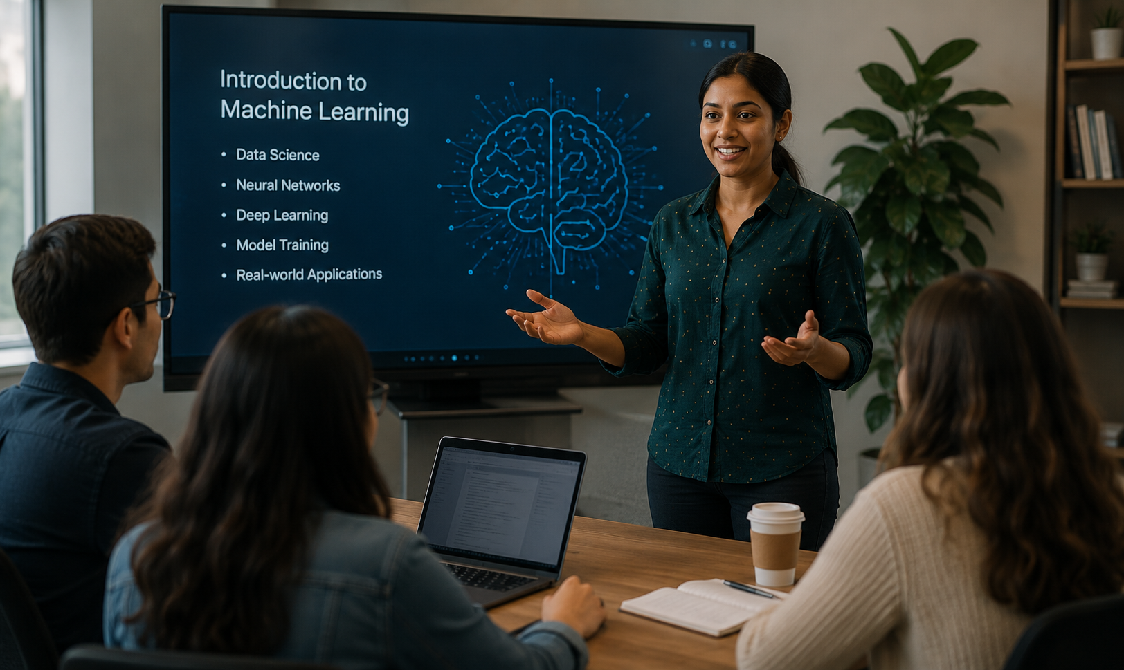 University instructor leading an AI classroom